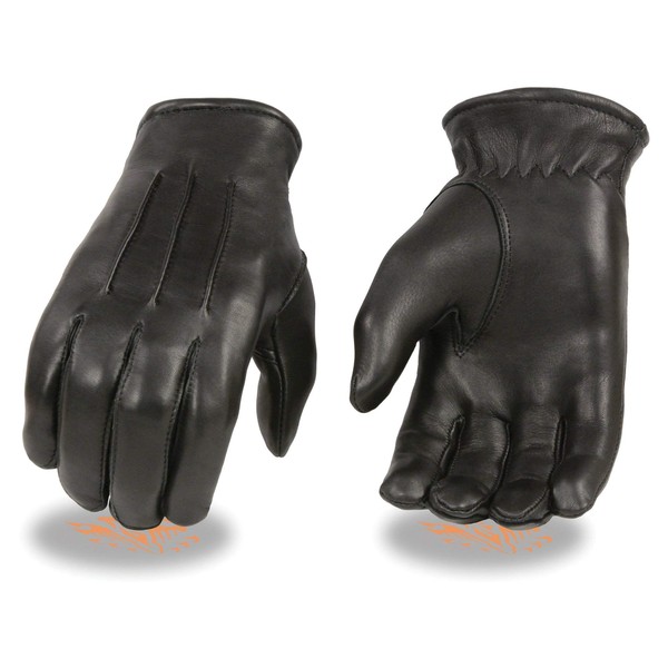Milwaukee Leather SH865 Men's Black Welted Deerskin Leather Thermal Lined Gloves - Small
