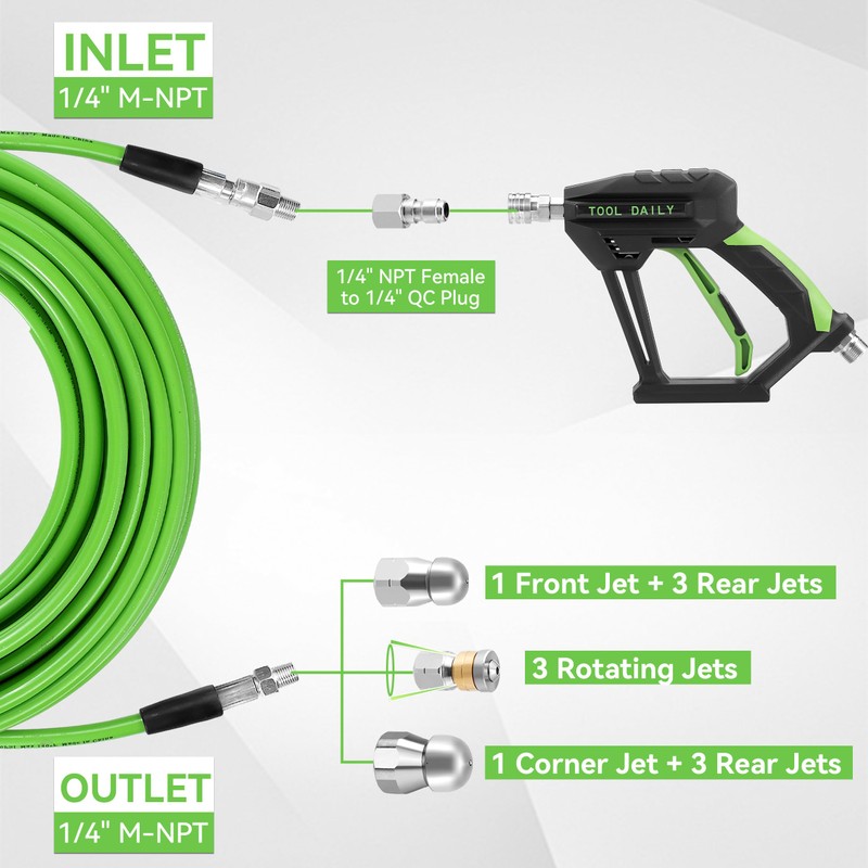 Tool Daily Sewer Jetter Kit for Pressure Washer 50 FT,