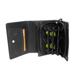 Wallet with Coin Compartment + Note Compartment - 8 Separate Compartments - Euro Wallet - Wallet Sorter - Note Compartment - Leather Gift Idea, black, Business