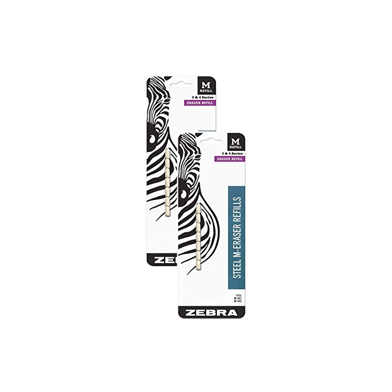 Zebra Pen Steel M Mechanical Pencil Eraser Refills, 2 Packs
