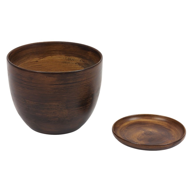 Ceramic Pot Planter Hand Painted Diameter 130 mm Brown Ceramic