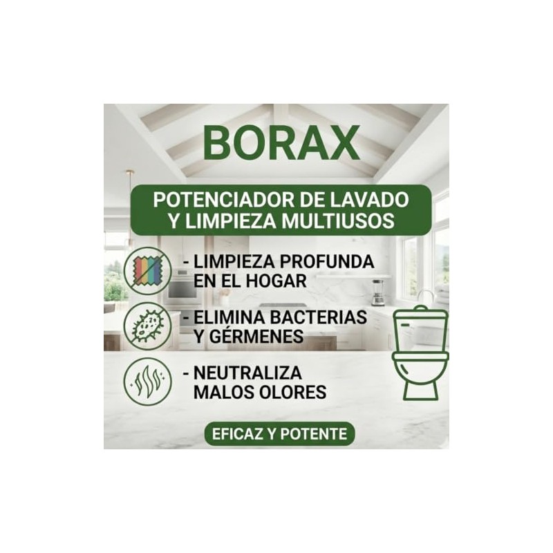 Nuneth - Borax 1Kg - Potenciador de Lavandería, Limpiador Multiusos