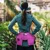 SPARES2GO Gardening Tool Belt Pink Double Leather 11 Pouch Purple