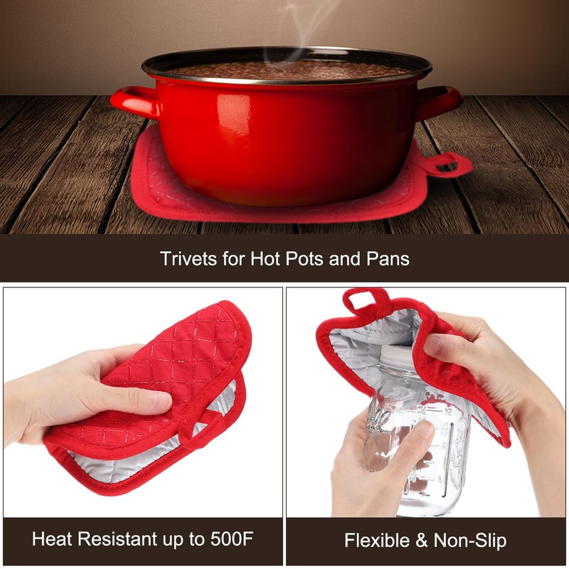 sourcing map 5 Pcs Oven Mitts and Pot Holders, 10.6