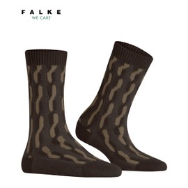 FALKE Women's Tress Lock Socks Breathable Climate Regulating Odour-Inhibiting Sustainable Wool Cashmere Patterned 1 Pair, Brown (Bison 5183)