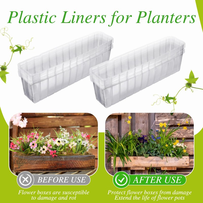 Domensi 25 Pcs Plastic Liners for Planters Planter Box Liner