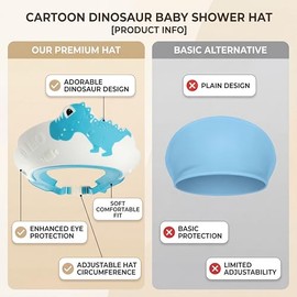 VGEBY Gorro de Baño para bebé, Elástico Cómodo con Diseño de Dinosaurio de Dibujos Animados Gorro de Ducha para Niños Pequeños Protección para los Ojo