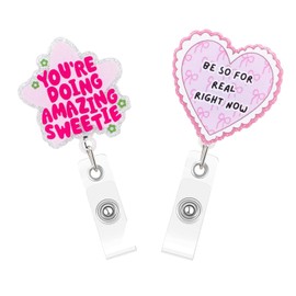 2 Pack Cute Badge Reel, Funny Badge Reel Cute Design with Retractable Clip, Durable Badge Holder for Office, School and Professionals
