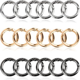 JEYORZY 18 pieces round carabiner hook, round carabiner ring, O-ring carabiner, spring split rings, round carabiner hook for DIY bag, jewellery, key ring, bag accessories