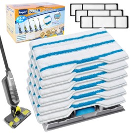 KEEPOW Reusable Vacmop Replacement Pads Compatible with Shark Vac Mop VM252 VM200 VC205 VM250 /QM250 VM190 VM200P12, Washable Vacuum Mop Pad Refills, Upgraded Dirt Chamber for Floor Mop (1+3+6 Pads)