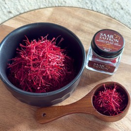 Saar Saffron – 100% Pure Premium Persian Saffron -Super Negin (Top Grade), 2g Glass Jar, Handpicked, ISO 3632 Certified – Ideal for Cooking, Baking, Teas, & More