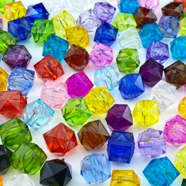 Jmassyang 100 Pieces 12mm Acrylic Faceted Cube Beads Colorful Square with Hole Plastic Loose Spacer Bead for DIY Wind Chimes Suncatcher Necklaces Bracelets Earrings Jewelry Making(Mixed Colors)