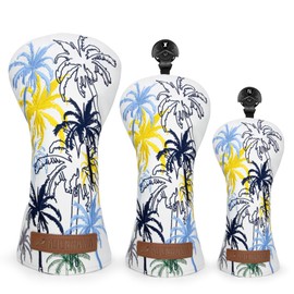 ゴルフクラブヘッドカバー ココナッツの木 ゴブレットゴルフヘッドカバー ゴルフウッドカバー Aliennana ドライバーカバー （DR)フェアウェイウッド（FW)、ユーティリティ用(UT) (ドライバー用(1枚)) 高級刺繍 PUレザー製 (DR＋FW＋UT(３枚）)