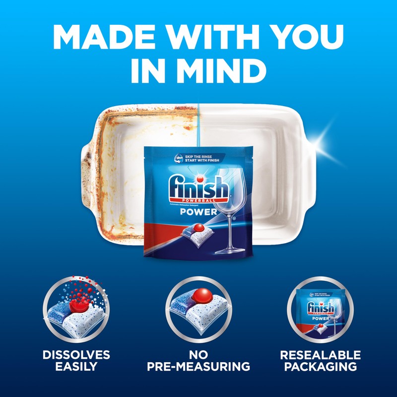 Finish Power Dishwasher Pods, No Pre-Rinse Dishwasher Detergent Soap for