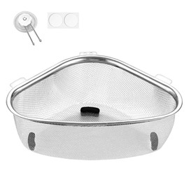 Triangular Sink Strainer, Stainless Steel Strainer Basket, Sink Drain Shelf, Sink Filter Tray, Drainer Kitchen Sink for Hanging (22 x 15.5 x 8 cm)