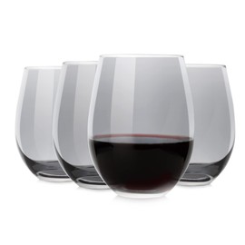 LUXU Wine Glasses Set of 4,20 oz Large Stemless Wine Glasses,Grey Juice Drinking Glasses,No Stem Glass Beverage Cups,All-Purpose Water Glasses for Ice Coffee,Tea,Red or White Wine