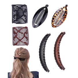 BNREOZA Pack of 6 Novelty Hair Clips, Banana Clips, Vintage Women Hair Accessories, Hair Combs, Fish Tail Hair Accessories, French Banana Clip Combs, Suitable for Long, Curly or Straight Hair