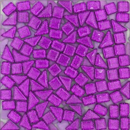Yuvori 1.1 lbs Glitter Crystal Irregular Mosaic Tiles, Kids & Adults, Modern Style, Bright Colors, DIY for Bathrooms, Living Rooms, Kitchens, Balconies, (Purple)