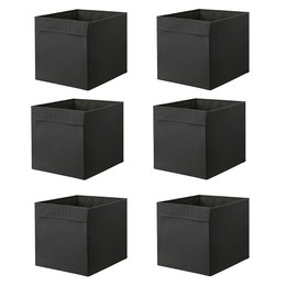 Ikea Drona Box (Black, 6 Pack (L:15" x W:13" x H:13"))