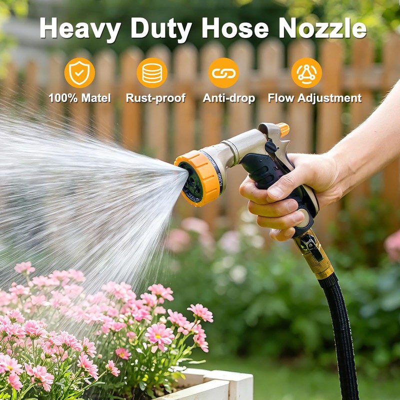 FANHAO Metal Garden Hose Nozzle Heavy Duty, Rear Trigger Water