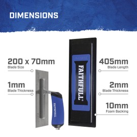 Faithfull FlexiFit Plastering Trowel Kit - 16 Inch (406mm) Dual-Edge Plastic Blade with Foam Backing & Interchangeable Master Trowel for Wall & Ceiling Plastering