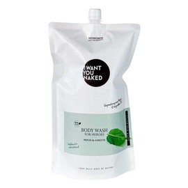 I want you naked Body Wash Refill Super Size, For Heroes Mint & Lime, 1 L