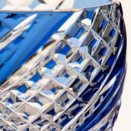 Kagami Crystal T535-2044CCB Cold Sake Cup, Blue, 2.8 fl oz (80 cc), Edo Kiriko Fishfish Pattern