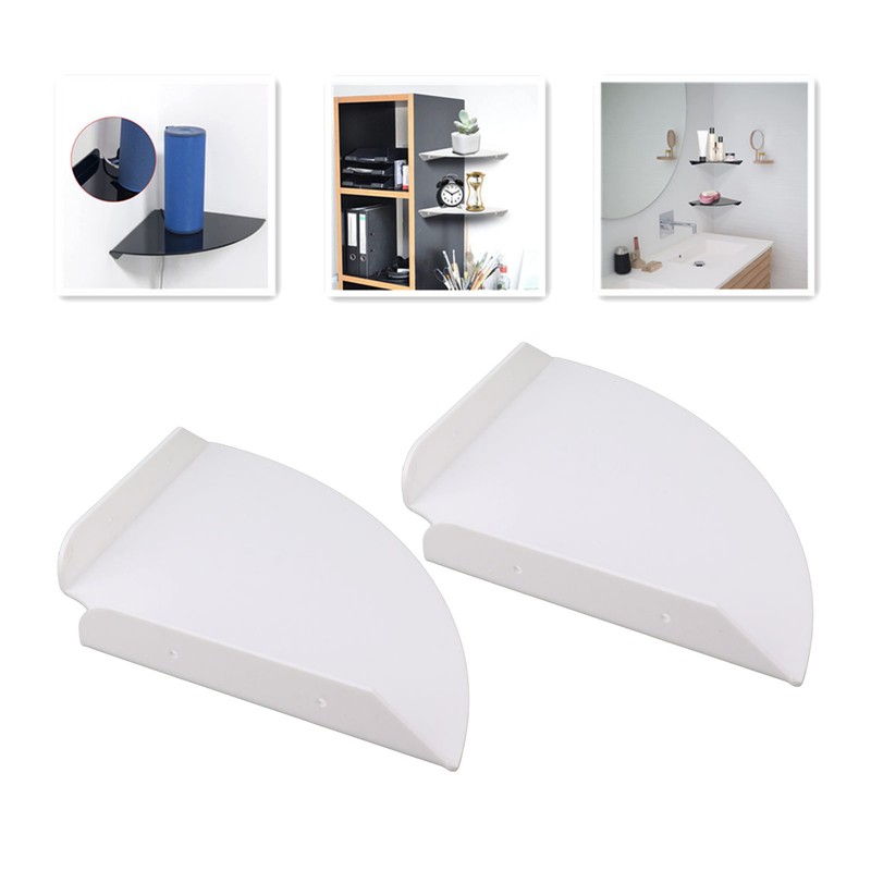 2pcs Wall Mount Floating Corner Shelves Quarter Round Hanging Corner