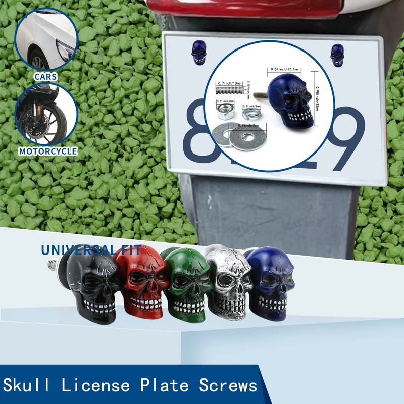 Bashineng Skull License Plate Screws Universal Car Truck Motorcycle License