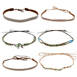 6Pcs Hat Band, Cowboy Hats Bands For Women And Men, Handmade Beaded Straw Hat Belt, Western Hatbands Accessories For Fedora, Panama, And Cowgirl Hats