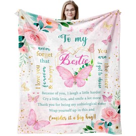 ecarco Gifts for Best Friend Woman, Christmas, Bestie Xmas Gifts for Women, Birthday Gifts for Your Bestfriend Girl, BFF Gifts for Her, Friendship Gifts for Women Friends Blanket 60" x 50"