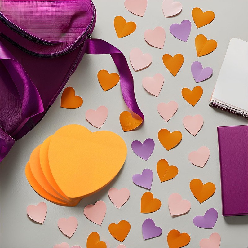 Evergreen Goods 4 Pack Neon Orange Heart Shaped Sticky Notes