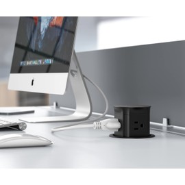 Automatic Pop Up Outlet Station for Kitchen Counter Island, Splash Resistant, 3.15" Diameter Round Pop Up Counter Outlet, Conference Table Power Hub