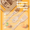 Bamboo Wooden Cooking Utensils with Wood Cutting Board, Gifts For