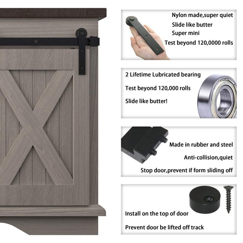 WINSOON 8FT Super Mini Barn Door Hardware Kit for Sliding