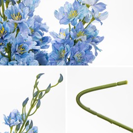 DILATATA 37'' Blue Delphinium Artificial Flowers Larkspur Faux Silk Bouquet for Tall Vases, Home & Wedding Floral Arrangements Indoor Decor,Delphinium Bulk Set for Centerpieces Garden Decorations