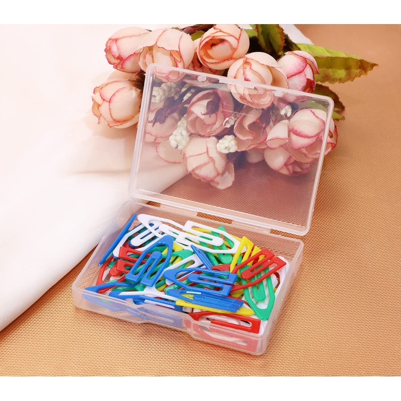 Tupalizy 50PCS Plastic Paper Clips Bookmarks Smooth Colored Paperclip Clamp