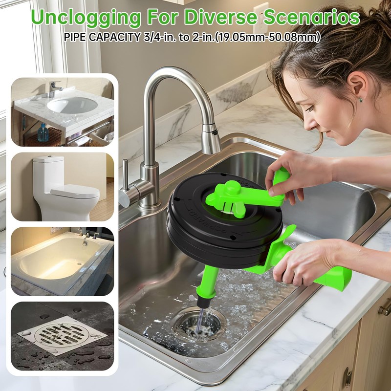 SYANSPAN Heavy Duty Dual Mode (Manual/Automatic) Plumbing Auger, Clog Remover