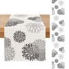 Inhobbok Table Runner Light Grey Dahlia Flower Linen Modern Attractive