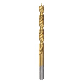 QUARKZMAN Brad Point Drill Bit 6.5 mm (1/4 Inch) Diameter Straight Round Shank Drill Bit Metric Brad Point Spiral Twist Drill Bit for Carpenters Woodworking Plastic Rubber Golden