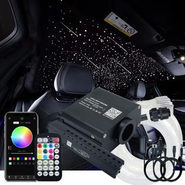 AKEPO 16W RGBW APP Small Size Twinkle Meteor Fiber Optic Lights, Music Activated 650pcs 0.03in 13.1ft/4m Optical Fiber Star Ceiling Light Kit for Car Headliner Star/Home