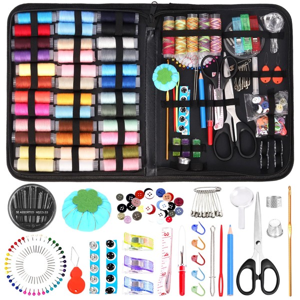 Keadic 216Pcs Portable Mini Sewing Kit with Case Contains 41