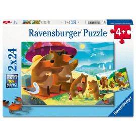 Ravensburger Bear Family Vacations 2 x 24 Piece Jigsaw Puzzle for Kids - Every Piece is Unique, Pieces Fit Together Perfectly