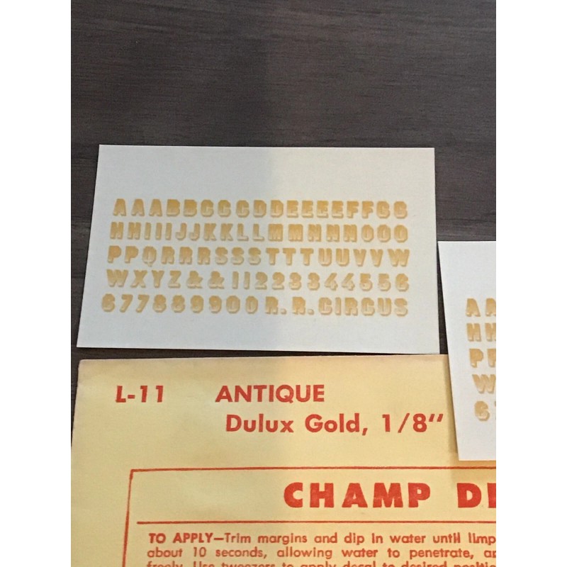 Champ Decals HO Scale Alphabet And Numeral Set L-11: Antique