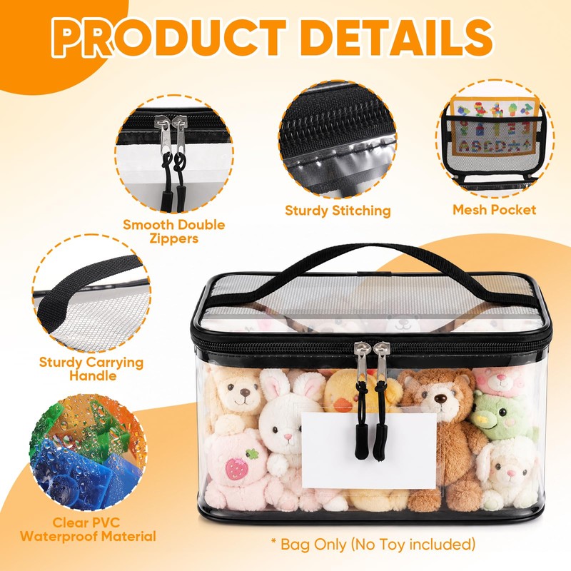 10 Packs Clear Toy Storage Bags with Zippers,Toy Organizers and
