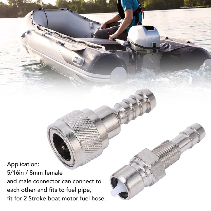 Outboard Fuel Connector, 2 Pcs Fuel Line Connector Male Female