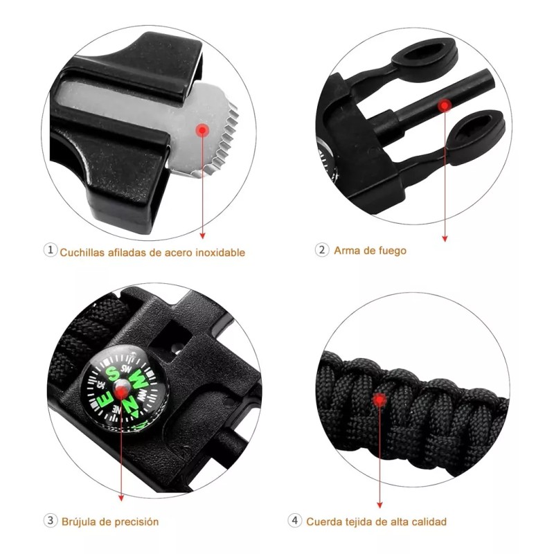THE9SHOP Pulsera Accesorios Tactica Supervivencia Pedernal Paracord