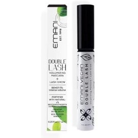 Emani Double Lash Mascara, Black, 3X Volume, Length & Lift, Hypoallergenic for Sensitive Eyes, Vegan & Cruelty-Free, Granite