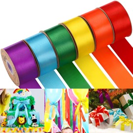 Lyrow 200 Yards Rainbow Satin Ribbon 1.5 Inch Christmas Colorful Ribbon Bouquet Accessories Multicolor for Flower Gift Wrapping Bows Christmas Decorations DIY Crafts Birthday Party