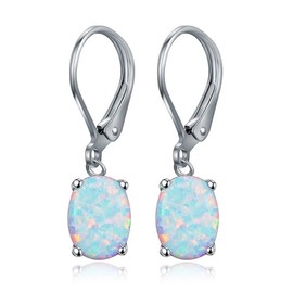 Opal Earrings White Opal Drop Earrings Dangle for Women Girls Opal Jewelry Hypoallergenic Birthday Gift Jewelry for Her (silver)
